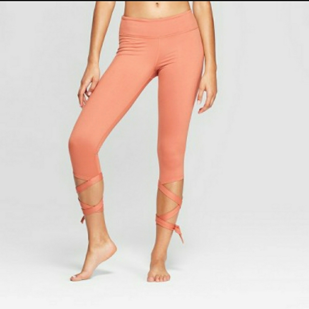 SALE NWT Joy Lab orange yoga leggings w ties sz M